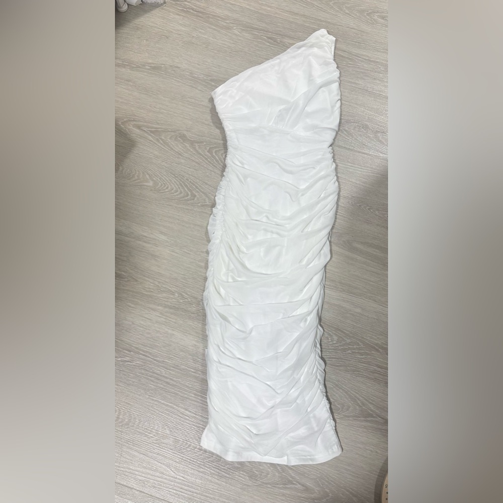 Elegant White Ruched Dress